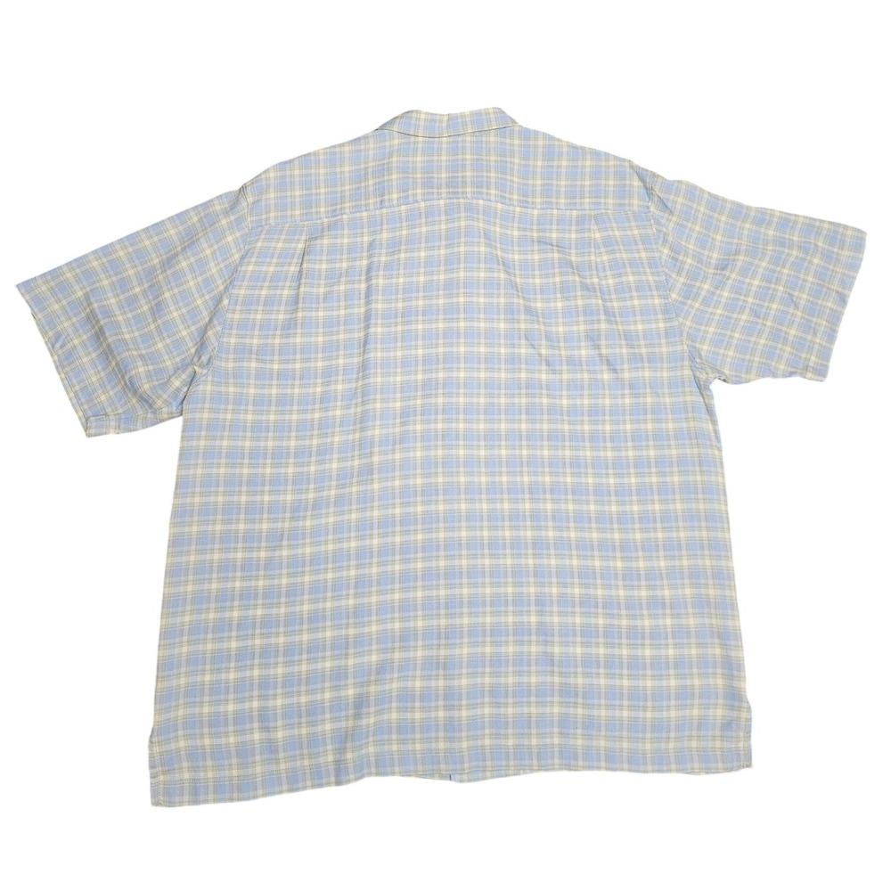 Tommy Bahama Silk Plaid Short Sleeve Button Up Shirt‎ Mens XL Blue Green - Picture 8 of 8